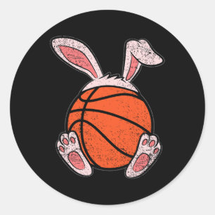 Easter Basketball Lover Bunny Ears Ball Cute Rabbi Classic Round Sticker