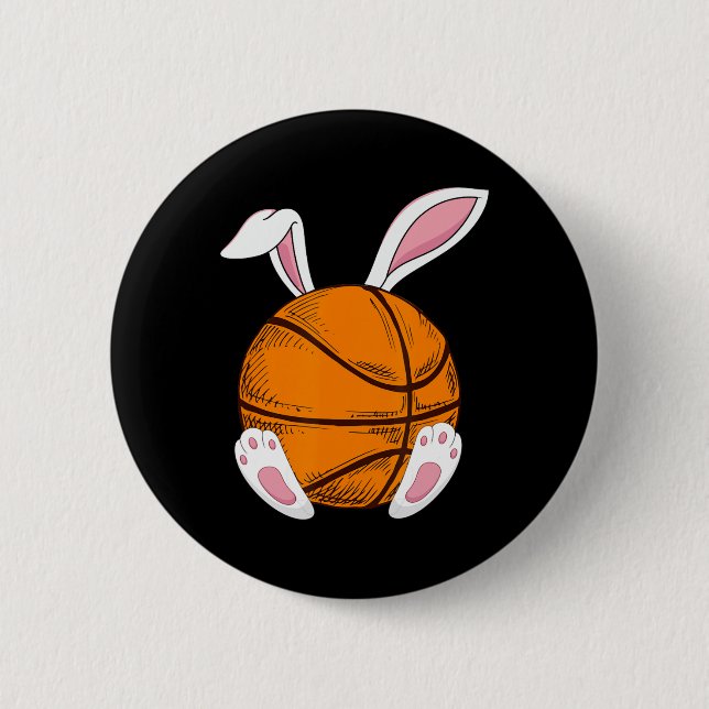 Easter Basketball  Rabbit Bunny Happy Easter Day 2 Inch Round Button (Front)