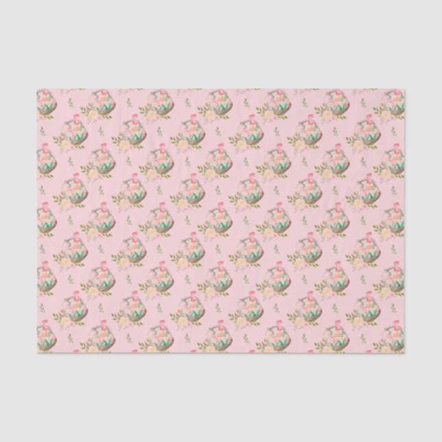 Easter Baskets on Light Pink Background  Tissue Paper (Front)