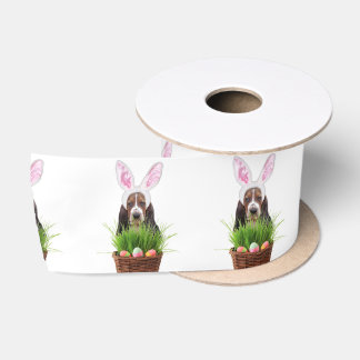 Easter Basset hound 3" satin ribbon