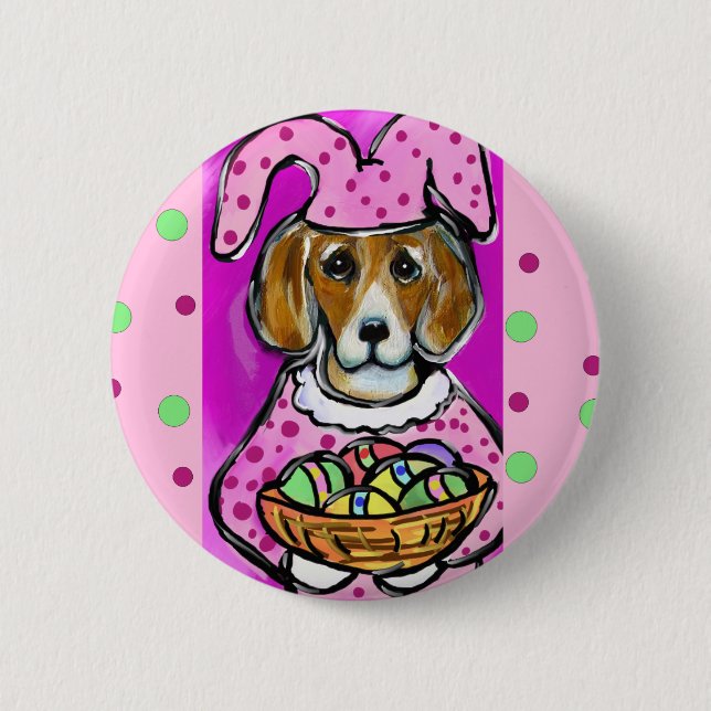 EASTER BEAGLE 2 INCH ROUND BUTTON (Front)