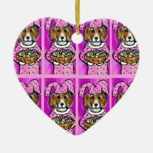 EASTER BEAGLE CERAMIC ORNAMENT