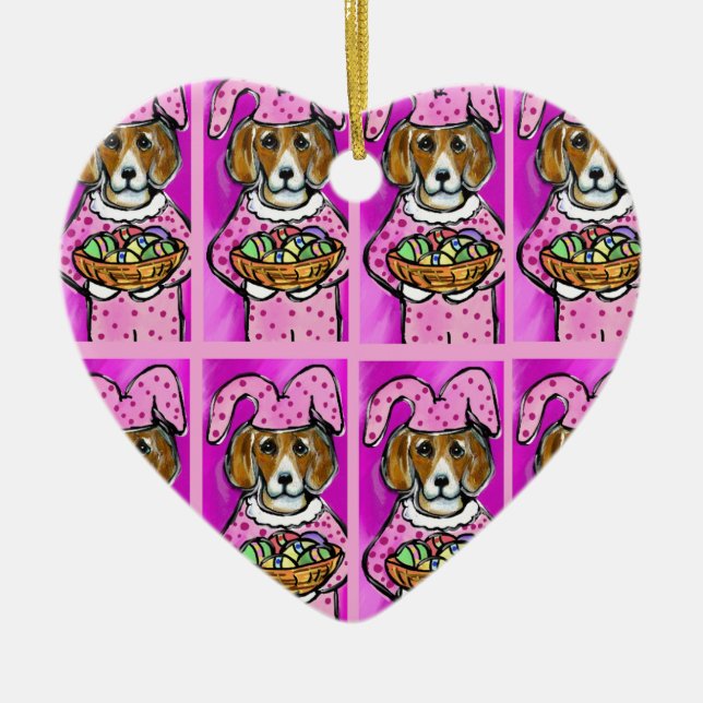 EASTER BEAGLE CERAMIC ORNAMENT (Front)