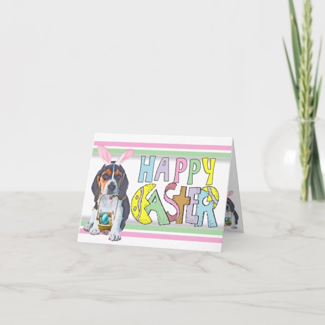 Easter Beagle Puppy Holiday Card (Front)