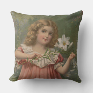 Easter Beauties, Vintage Illustration, 1898 Throw Pillow