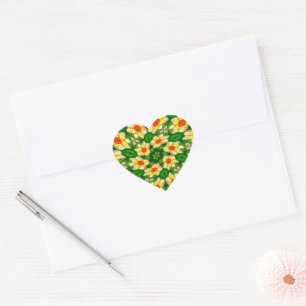 Easter Bell Flowers Pattern Heart Sticker