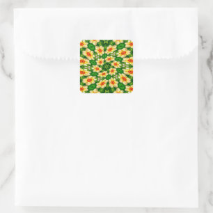Easter Bell Flowers Pattern Square Sticker