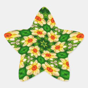 Easter Bell Flowers Pattern Star Sticker