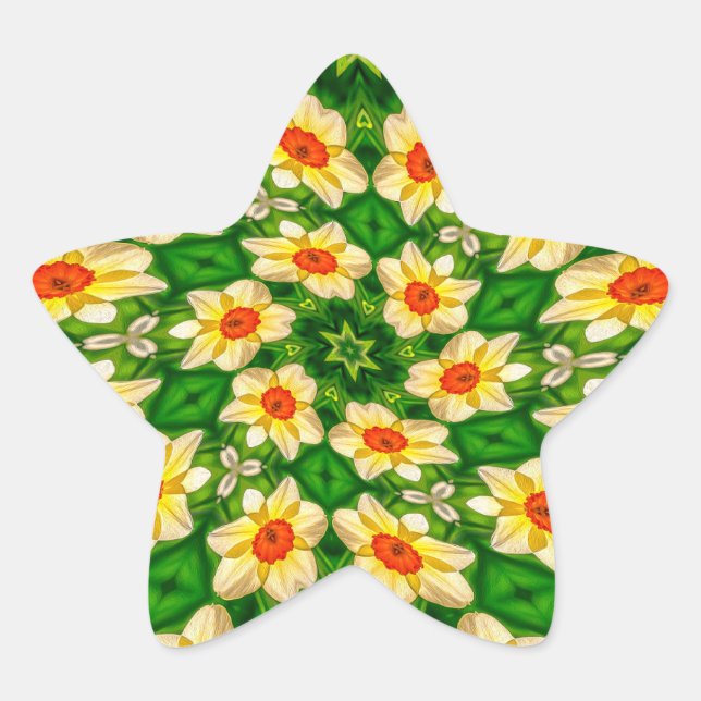 Easter Bell Flowers Pattern Star Sticker (Front)