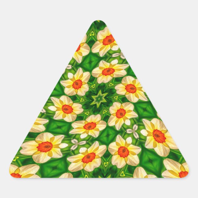 Easter Bell Flowers Pattern Triangle Sticker (Front)