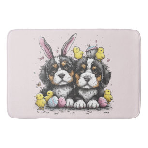 Easter Bernese Mountain Dogs Bath Mat