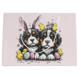 Easter Bernese Mountain Dogs Large Gift Bag