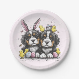 Easter Bernese Mountain Dogs Paper Plate
