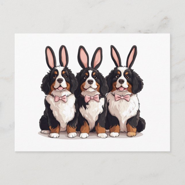 Easter Bernese Mountain Dogs Postcard (Front)