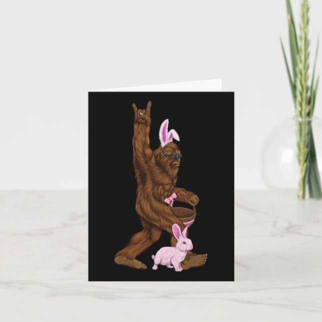Easter Bigfoot Bunny In A Bysket Is Fun For Sunday Card (Front)