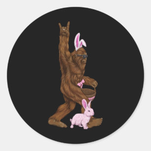 Easter Bigfoot Bunny In A Bysket Is Fun For Sunday Classic Round Sticker
