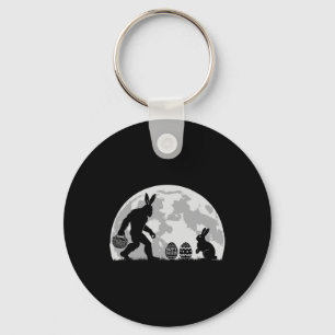Easter Bigfoot Bunny Rabbit Egg Hunting Keychain