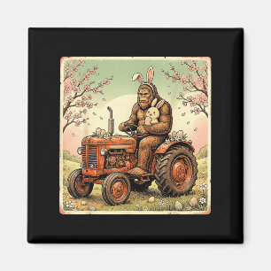 Easter bigfoot bunny tractor funny spring magnet