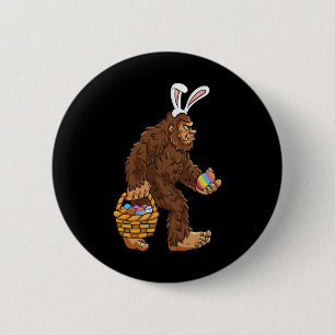 Easter Bigfoot With Egg Basket Fun Boys Kids Sasqu 2 Inch Round Button