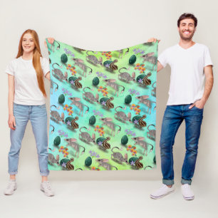 Easter Bilby & Australian Flowers Fleece Blanket