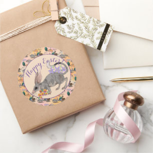 Easter Bilby & Australian Flowers Happy Easter  Classic Round Sticker