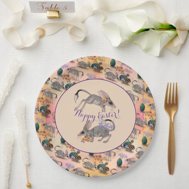 Easter Bilby & Australian Flowers Happy Easter  Paper Plate (Wedding)