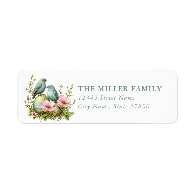 Easter Birds Return Address Labels (Front)