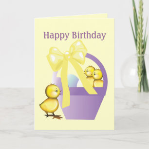 Easter Birthday Basket Chicks Greeting Card