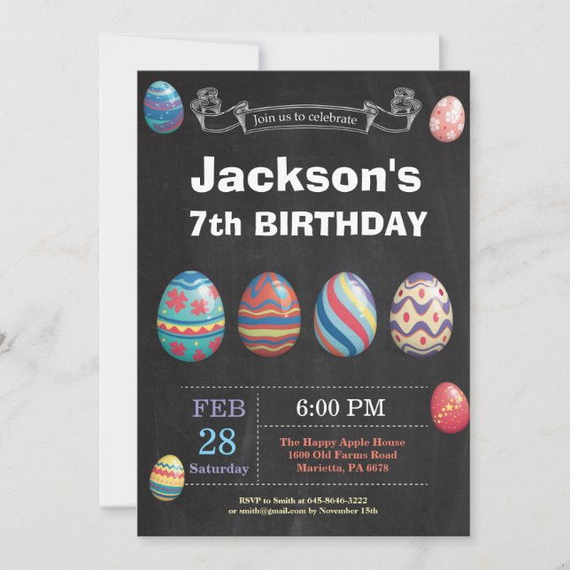 Easter birthday Boy Easter Egg Birthday Invitation (Front)