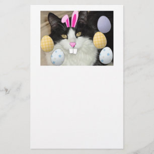 Easter Black and White Cat Stationery
