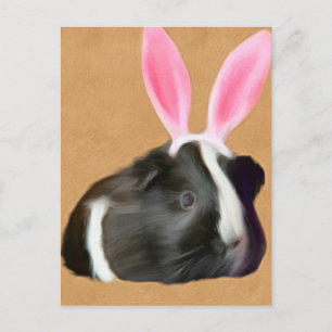 Easter Black And White Guinea Pig Postcard