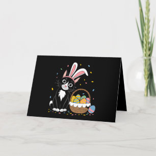 Easter Black Cat Tuxedo Rabbit Bunny Ears Eggs Thank You Card