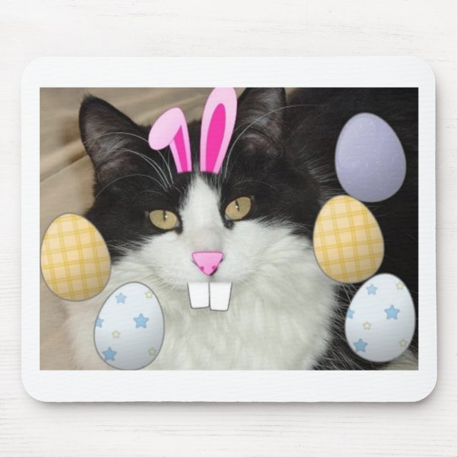 Easter Black & White Cat Mouse Pad (Front)