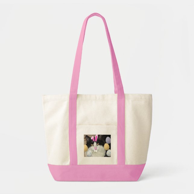 Easter Black & White Cat Tote Bag (Front)