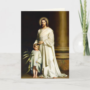 Easter Blessings. Christ and Child Fine Art Holiday Card