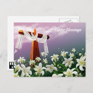 Easter Blessings. Christian Religious  Holiday Postcard