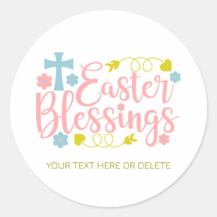 Easter Blessings, colourful elegant typography Classic Round Sticker