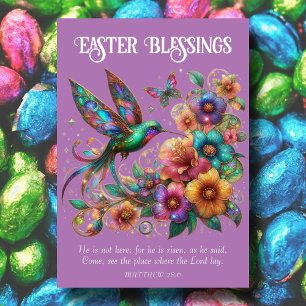 Easter Blessings Colourful Hummingbird Christian  Holiday Card
