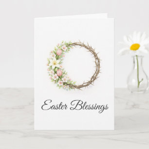 Easter Blessings Crown of Thorns Floral Christian  Card