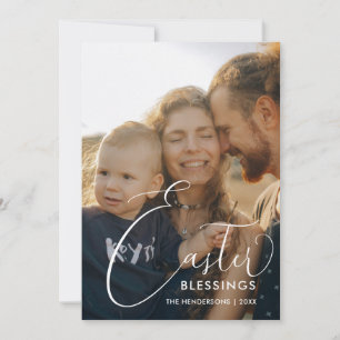 Easter Blessings Elegant Script Photo Holiday Card