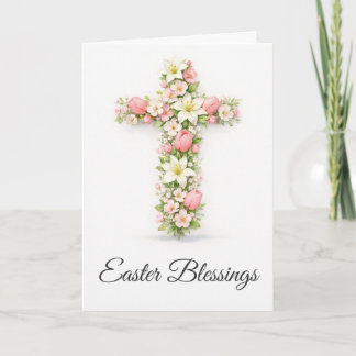 Easter Blessings Floral Cross Christian Easter Car Card