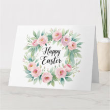 Easter Blessings – Floral Cross Watercolor Greetin