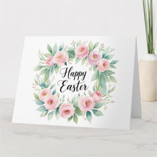 Easter Blessings – Floral Cross Watercolor Greetin Card