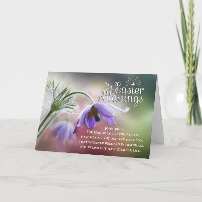 Easter Blessings God so Loved the World John 3:16 Holiday Card (Front)
