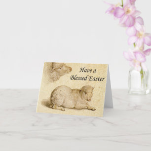 Easter Blessings Holbein's Resting Lamb Artwork Card