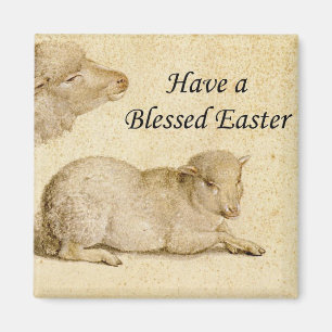 Easter Blessings Holbein's Resting Lamb Artwork Magnet