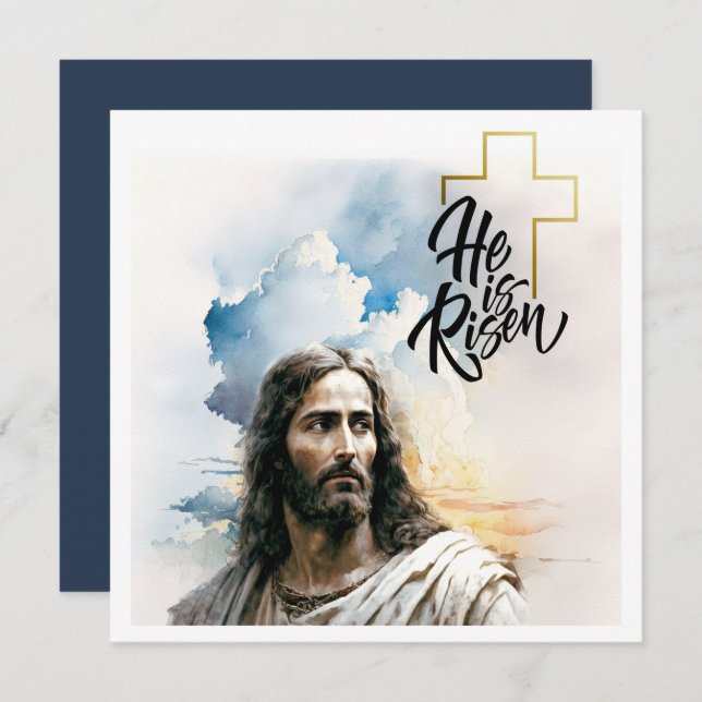 Easter Blessings. Jesus Christ Painting Holiday Card (Front/Back)