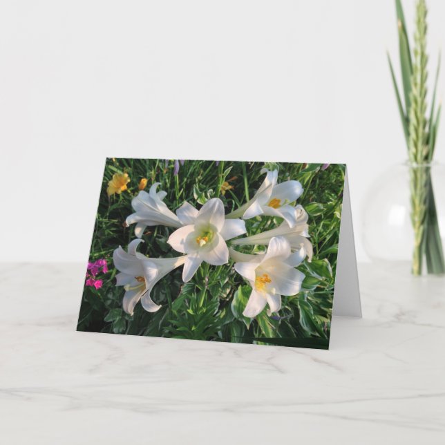 Easter Blessings Lily Flowers Holiday Card (Front)