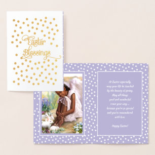 Easter Blessings. Little African American Angel Foil Card