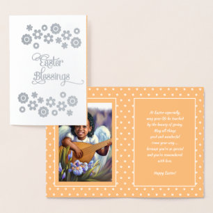 Easter Blessings. Little African American Angel Foil Card
